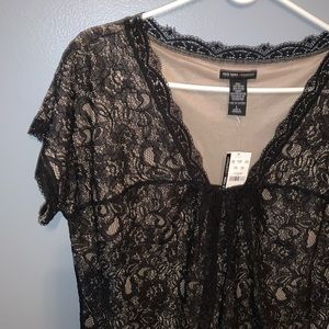 New York & Company Lace Dress Shirt Top